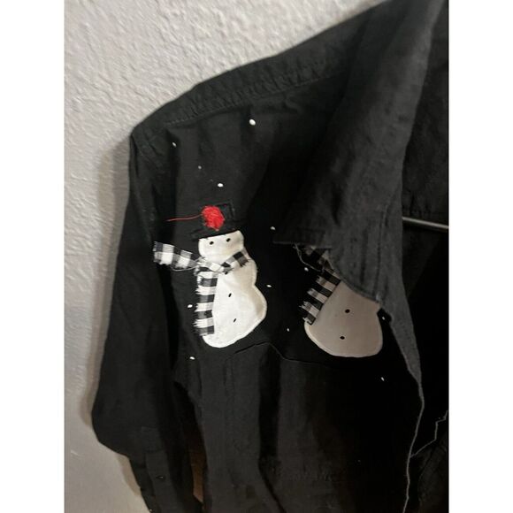 Blue Diamond top women's size medium black long sleeve button up - Picture 4 of 8